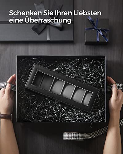 SONGMICS Uhrenbox 6 Uhren, Uhrenkasten mit Glasdeckel, Uhrenkissen aus Samt - 8