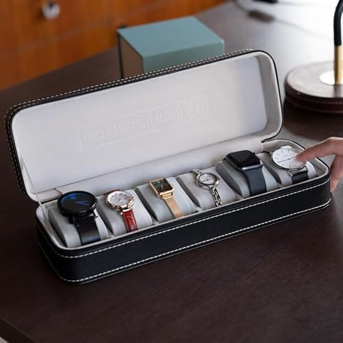OSVINO Uhrenbox PU Leder mit Reißverschluss 6 Plätze - 4