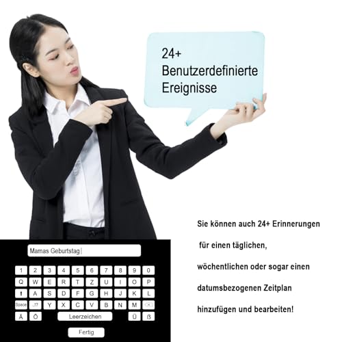 SINOIDEAS – Seniorenuhr 8 Zoll. Digitale Kalender und Seniorenuhr – Digitale Uhr, Wecker, Kalender für Senioren & Demenzkranke (z.B. Alzheimer) mit Erinnerungsfunktion(Weiß) - 5