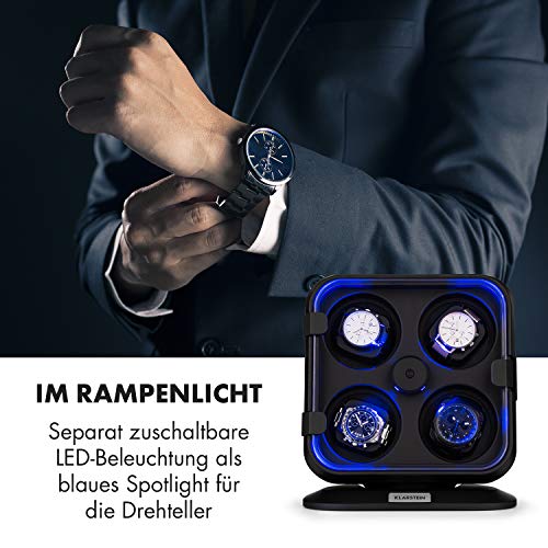 Klarstein Clover Uhrenbeweger für 4 Uhren mit zuschaltbarer LED-Beleuchtung schwarz - 2