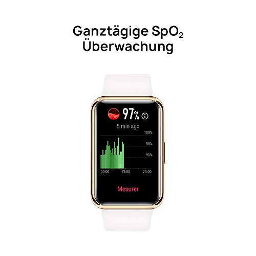 HUAWEI WATCH FIT Elegant Smartwatch, 1,64 Zoll AMOLED-Display, Persönlicher Coach, 10 Tage Akkulaufzeit, GPS, 5ATM, Herzfrequenzmessung - Exklusiv auf Amazon: 30 Monate Herstellergarantie -, Weiß - 2