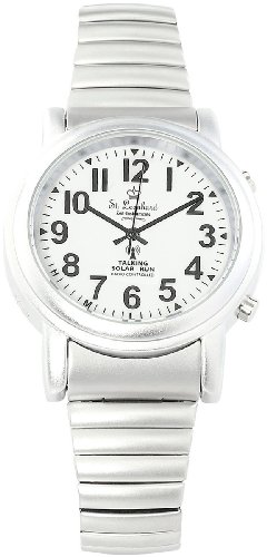St. Leonhard Sprechende Uhr: Sprechende Seniorenuhr mit Funk und Solar, versilbert (Sprechende Armbanduhr) - 2