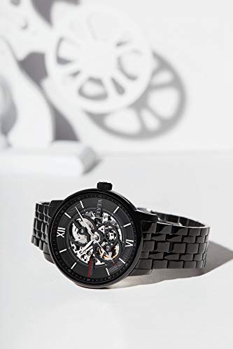 FIYTA Photographer Herrenuhr Automatik schwarz mit schwarzem Metallarmband, skelettiertem Zifferblatt/Open Heart und Gehäuseboden mit Sichtfenster DGA23001.BBB - 7