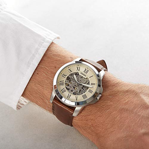 Fossil Herren Analog Automatik Uhr mit Leder Armband ME3099 - 2
