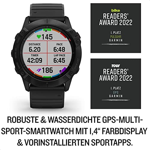 Garmin fenix 6X PRO – GPS-Multisport-Smartwatch mit 1,4 Display, vorinstallierten Europakarten, Garmin Music und Garmin Pay. Wasserdicht bis 10 ATM und bis zu 21 Tage Akkulaufzeit - 2