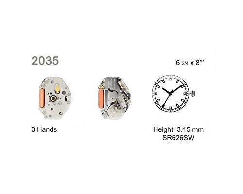 Quarzwerk oder Uhrwerk für MIYOTA 2035 Uhren hergestellt in Japan Uhr, silber / schwarz, Armband - 2