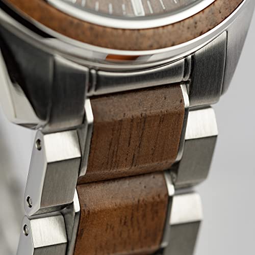 JACQUES LEMANS Holzuhr Herren, Solar Wood Herrenuhr - Model 1-2115J, Chronograph und Armband Schwarz/Hellbraun, Edelstahl mit Holzeinlage für Männer, Armbanduhr Holz Herren, Holzuhren für Herren - 6