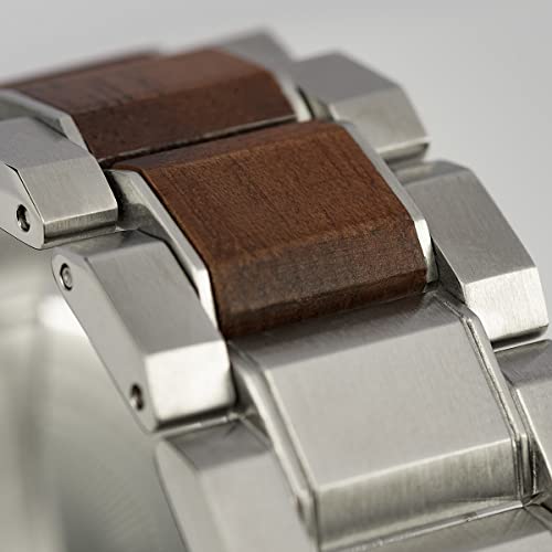 JACQUES LEMANS Holzuhr Herren, Solar Wood Herrenuhr - Model 1-2115J, Chronograph und Armband Schwarz/Hellbraun, Edelstahl mit Holzeinlage für Männer, Armbanduhr Holz Herren, Holzuhren für Herren - 7