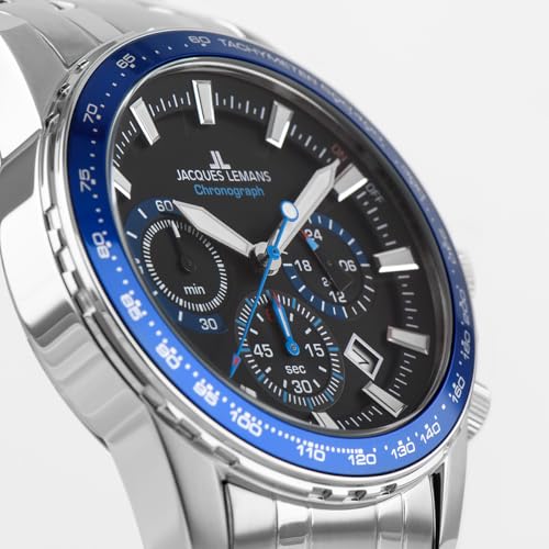 JACQUES LEMANS Herrenuhr Chronograph Liverpool Stahl/Blau 1-2099E - 6
